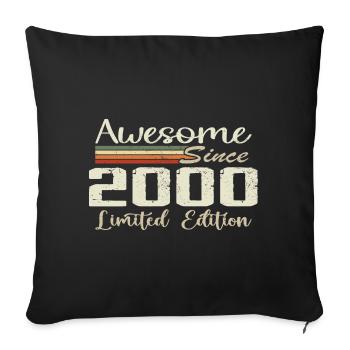 Anniversaire 24 Ans Millésime 2000 Cadeau 2000 - Housse de coussin décorative 45 x 45 cm - noir - Devant