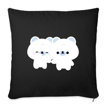 Couple d’ours polaires - Housse de coussin décorative 45 x 45 cm - noir - Devant