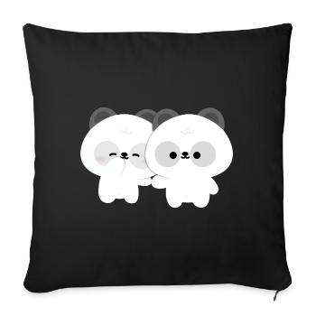 Panda Couple - Sofa pillowcase 17,3'' x 17,3'' (45 x 45 cm) - black - Front