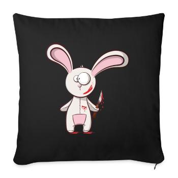 Lapin de dessin animé d'horreur - Housse de coussin décorative 45 x 45 cm - noir - Devant