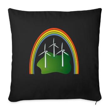 My heart beats for ZERO emission. Rainbow - Sofa pillowcase 17,3'' x 17,3'' (45 x 45 cm) - black - Front