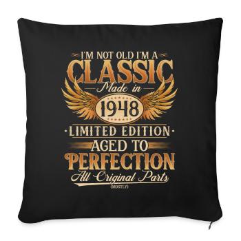 Vintage 1948 Vintage Retro Cadeau d’anniversaire - Housse de coussin décorative 45 x 45 cm - noir - Devant