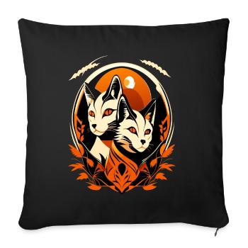 Two cats are interested in exciting events. - Sofa pillowcase 17,3'' x 17,3'' (45 x 45 cm) - black - Front