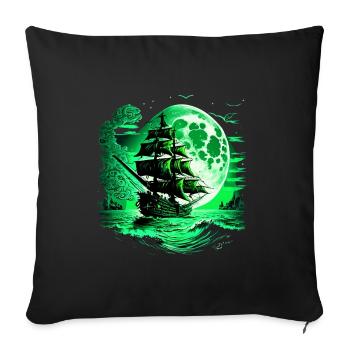 Historic sailing ship at full moon. - Sofa pillowcase 17,3'' x 17,3'' (45 x 45 cm) - black - Front