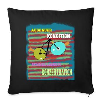 Tischtennis und Radfahren mein Sport - Sofakissenbezug 45 x 45 cm - Schwarz - Vorne