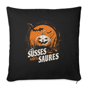 Halloween Kürbis - Süßes oder Saures - Sofakissenbezug 45 x 45 cm - Schwarz - Vorne