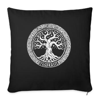 Yggdrasil - Arbre de vie - Nordique - Housse de coussin décorative 45 x 45 cm - noir - Devant
