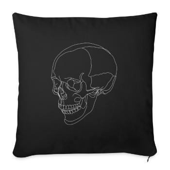 Crâne - crâne - squelette - une ligne - Housse de coussin décorative 45 x 45 cm - noir - Devant