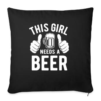 Cette fille a besoin d’une bière - Biertrinker - Spruch - Housse de coussin décorative 45 x 45 cm - noir - Devant