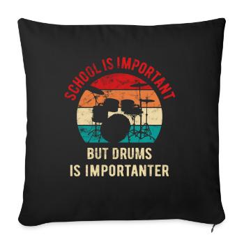 L’école est importante, mais la batterie est plus importante - Housse de coussin décorative 45 x 45 cm - noir - Devant