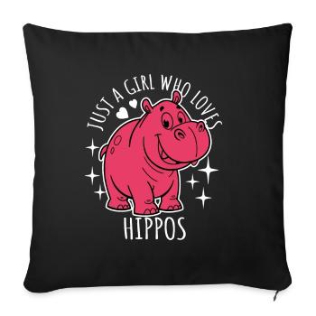 Just a girl who loves hippos - Cartoon - Sofakissenbezug 45 x 45 cm - Schwarz - Vorne