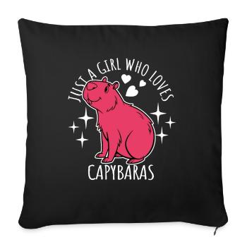 Just a girl who loves capybaras - Cartoon - Sofa pillowcase 17,3'' x 17,3'' (45 x 45 cm) - black - Front