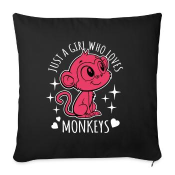 Just a girl who loves monkeys - Cartoon - Sofa pillowcase 17,3'' x 17,3'' (45 x 45 cm) - black - Front