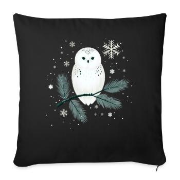 Winter owl - Sofa pillowcase 17,3'' x 17,3'' (45 x 45 cm) - black - Front