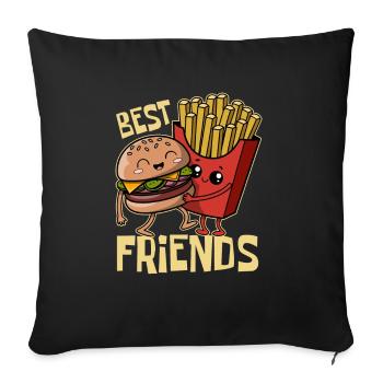 Burgers & Fries - Restauration rapide - Meilleurs amis - Housse de coussin décorative 45 x 45 cm - noir - Devant