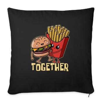 Burgers & Fries - Restauration rapide - Ensemble - Fête - Housse de coussin décorative 45 x 45 cm - noir - Devant