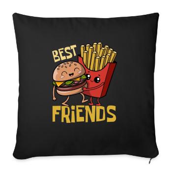 Burgers & Fries - Restauration rapide - Meilleurs amis - Housse de coussin décorative 45 x 45 cm - noir - Devant