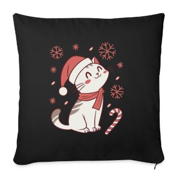 Meowy Christmas - Gift with Cat - Sofa pillowcase 17,3'' x 17,3'' (45 x 45 cm) - black - Front