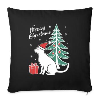 Meowy Christmas - Gift with Cat - Sofa pillowcase 17,3'' x 17,3'' (45 x 45 cm) - black - Front