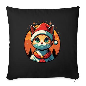 Meowy Christmas - Gift with Cat - Sofa pillowcase 17,3'' x 17,3'' (45 x 45 cm) - black - Front