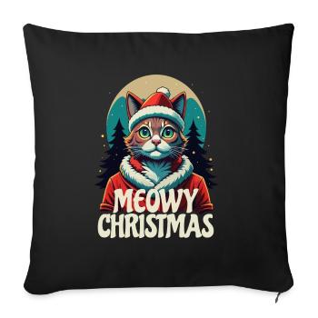 Meowy Christmas - Gift with Cat - Sofa pillowcase 17,3'' x 17,3'' (45 x 45 cm) - black - Front