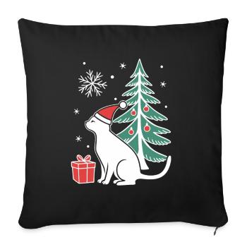 Meowy Christmas - Gift with Cat - Sofa pillowcase 17,3'' x 17,3'' (45 x 45 cm) - black - Front