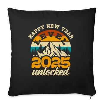 Bonne Année - Niveau 2025 débloqué - Housse de coussin décorative 45 x 45 cm - noir - Devant