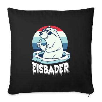 Eisbaden Eisbad Winterbader Cartoon - Sofakissenbezug 45 x 45 cm - Schwarz - Vorne