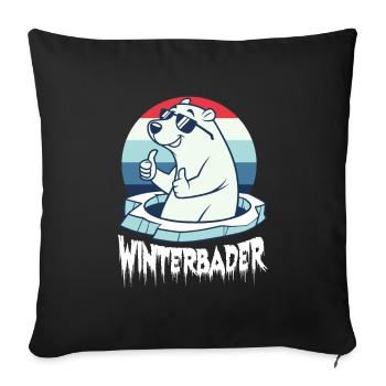 Eisbaden Eisbad Winterbader Cartoon - Sofakissenbezug 45 x 45 cm - Schwarz - Vorne