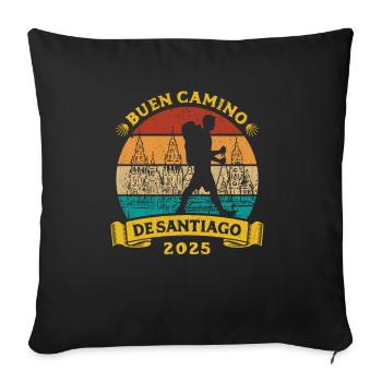 Buen Camino de Santiago 2025 Pilgrimage Way of St. James - Sofa pillowcase 17,3'' x 17,3'' (45 x 45 cm) - black - Front