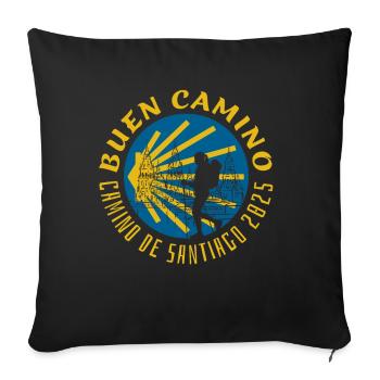 Buen Camino de Santiago 2025 - Ladies - Sofa pillowcase 17,3'' x 17,3'' (45 x 45 cm) - black - Front