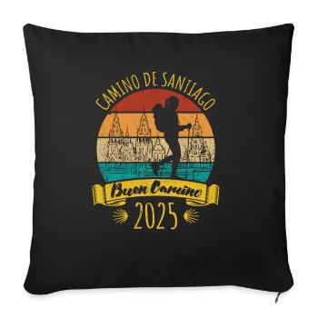 Buen Camino de Santiago 2025 - Ladies - Sofa pillowcase 17,3'' x 17,3'' (45 x 45 cm) - black - Front