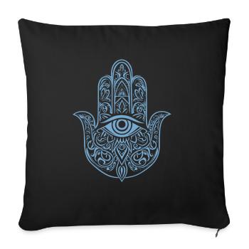 Hamsa - Main de Fatima - Protection et bénédiction - Housse de coussin décorative 45 x 45 cm - noir - Devant
