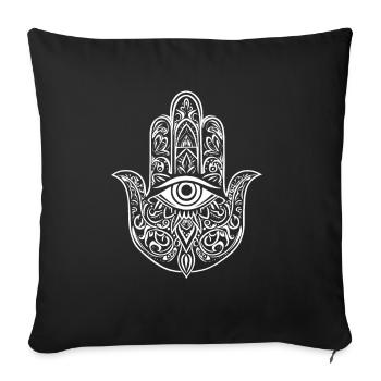 Hamsa - Main de Fatima - Protection et bénédiction - Housse de coussin décorative 45 x 45 cm - noir - Devant