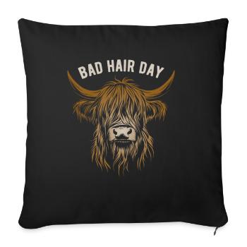 Highland Beef Bad Hair Day - Funny Saying - Sofa pillowcase 17,3'' x 17,3'' (45 x 45 cm) - black - Front