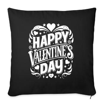 Happy Valentine's Day - Liebe - Geschenk - Sofakissenbezug 45 x 45 cm - Schwarz - Vorne