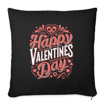 Happy Valentine's Day - Liebe - Geschenk - Sofakissenbezug 45 x 45 cm - Schwarz - Vorne
