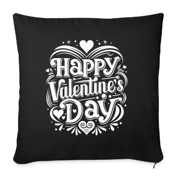 Happy Valentine's Day - Liebe - Geschenk - Sofakissenbezug 45 x 45 cm - Schwarz - Vorne