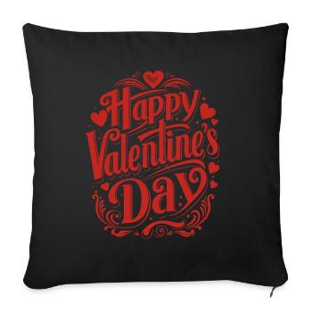 Happy Valentine's Day - Liebe - Geschenk - Sofakissenbezug 45 x 45 cm - Schwarz - Vorne