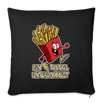 Bin total unterpommest Pommes Fast Food Geschenk - Sofakissenbezug 45 x 45 cm - Schwarz - Vorne