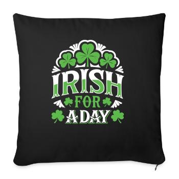 Irlandais d’un jour - Shamrock - Irlande - Housse de coussin décorative 45 x 45 cm - noir - Devant