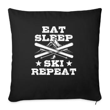 Eat Sleep Ski Repeat - Ski - Ski - Sofa pillowcase 17,3'' x 17,3'' (45 x 45 cm) - black - Front