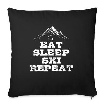 Eat Sleep Ski Repeat - Ski - Ski - Sofa pillowcase 17,3'' x 17,3'' (45 x 45 cm) - black - Front