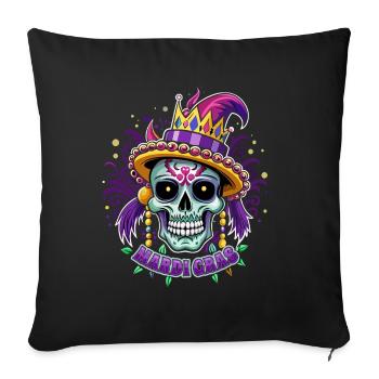 Mardi Gras - Karneval - Totenkopf - Geschenk - Sofakissenbezug 45 x 45 cm - Schwarz - Vorne
