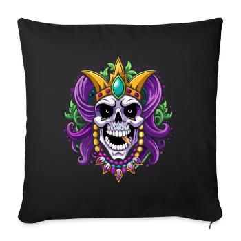 Mardi Gras - Karneval - Totenkopf - Geschenk - Sofakissenbezug 45 x 45 cm - Schwarz - Vorne