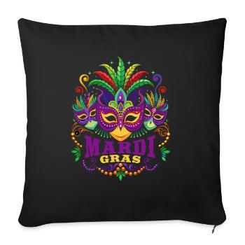 Mardi Gras - Karneval - Maske - Geschenk - Sofakissenbezug 45 x 45 cm - Schwarz - Vorne