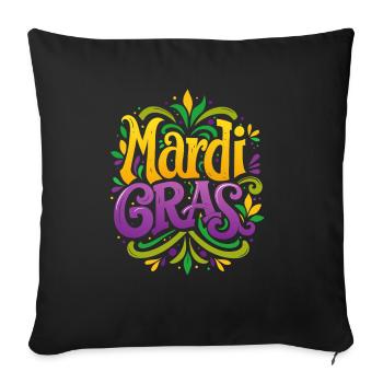 Mardi Gras - Karneval - Kostüm - Geschenk - Sofakissenbezug 45 x 45 cm - Schwarz - Vorne