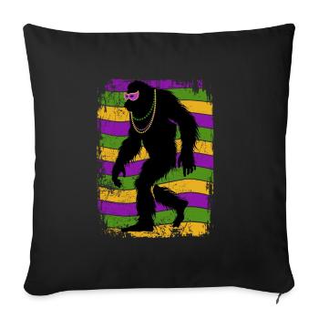 Mardi Gras - Bigfoot - Kostüm - Geschenk - Sofakissenbezug 45 x 45 cm - Schwarz - Vorne