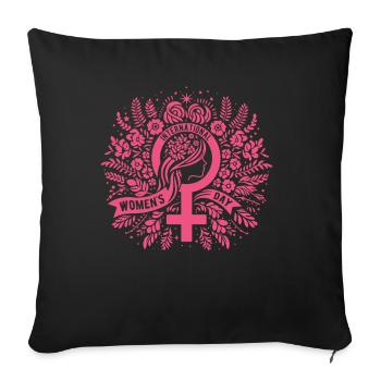 Journée internationale de la femme - Cadeau - Housse de coussin décorative 45 x 45 cm - noir - Devant