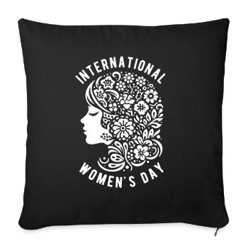 Journée internationale de la femme - Cadeau - Housse de coussin décorative 45 x 45 cm - noir - Devant